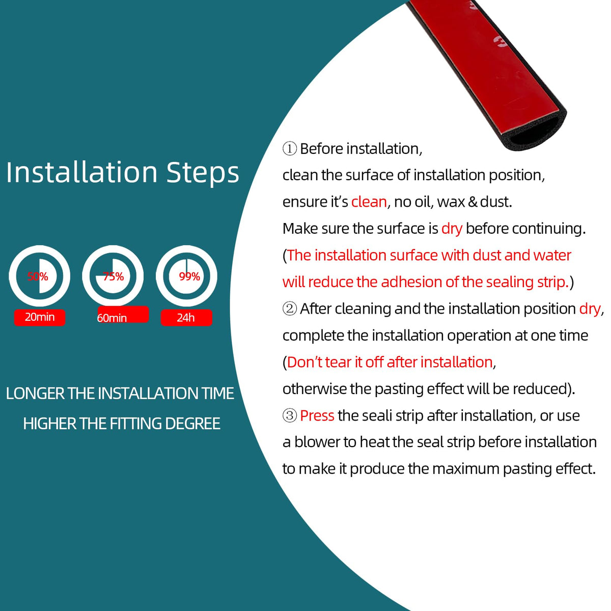 Tintvent peel-and-stick installation demonstrated with red protective film removal.
