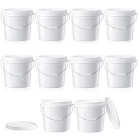 Tioncy 2-gallon white bucket with lid, easy to stack for organized storage