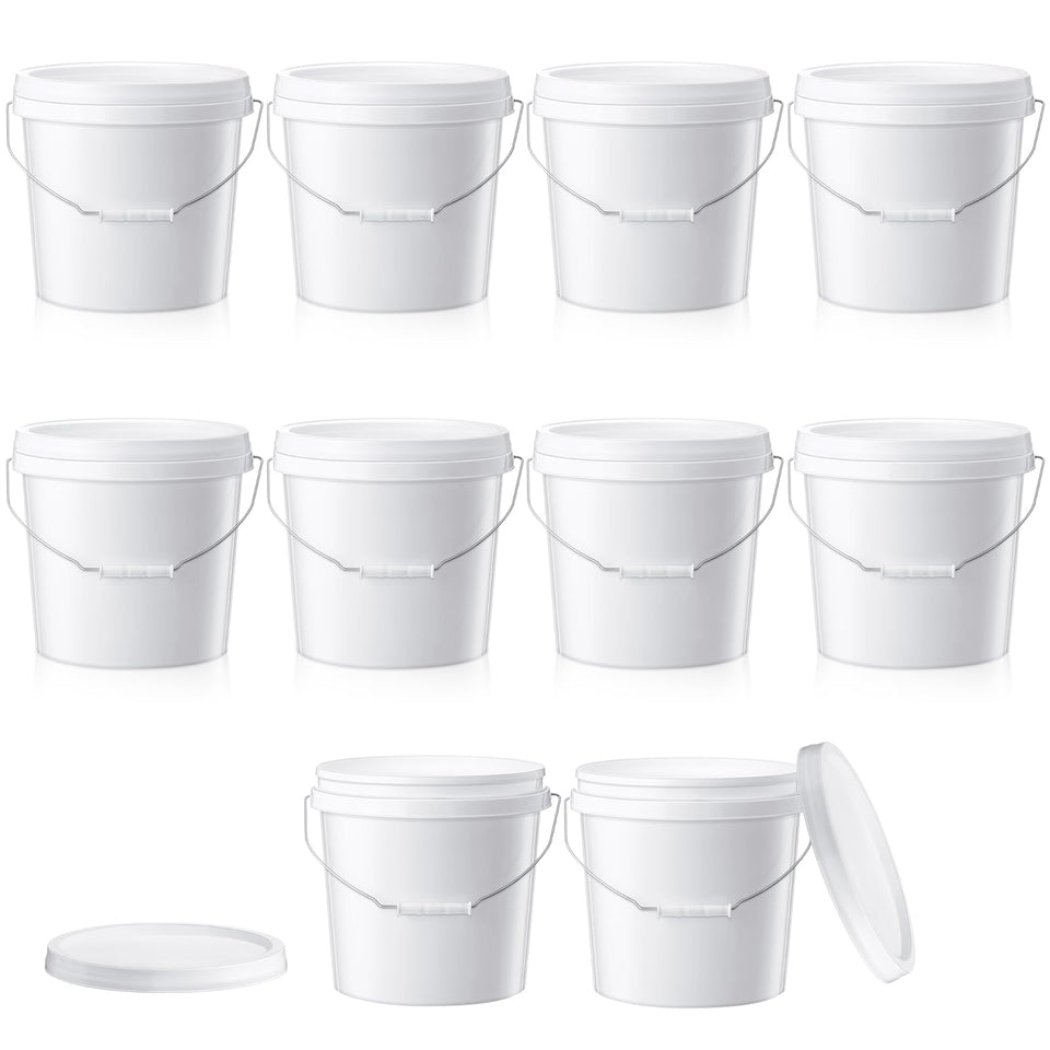 Tioncy 2-gallon white bucket with lid, easy to stack for organized storage