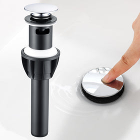 TIORIY chrome pop-up drain with overflow: smooth operation and secure sealing.