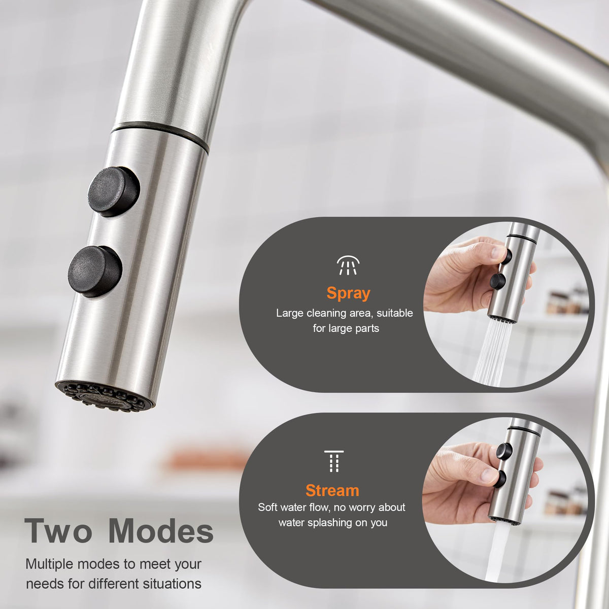 TIORIY aerated-stream with multi-mesh filter reduces splashes during use