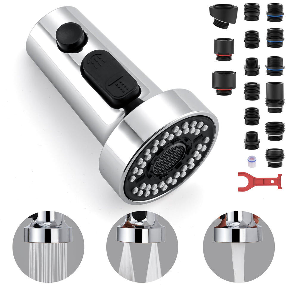TIORIY kitchen faucet head with 15 adapters for broad compatibility