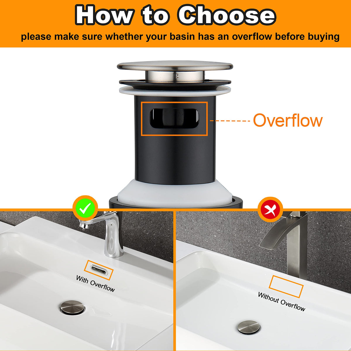 TIORIY pop-up drain tailpiece 1.25 inch, compatible with standard vanity plumbing.