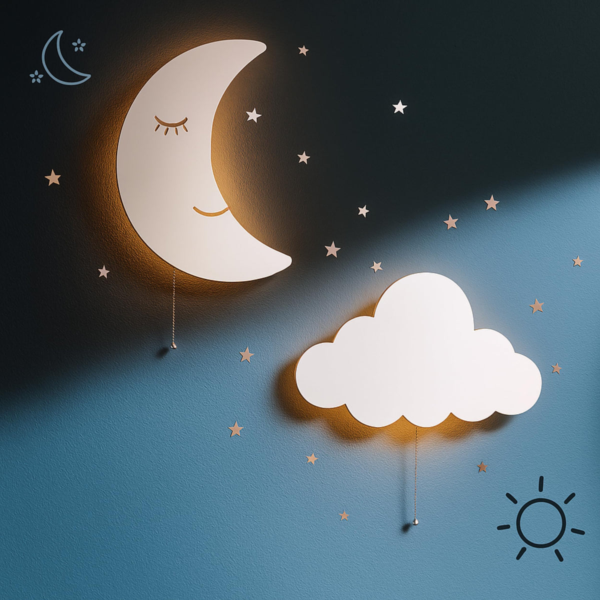 Tip perk cloud moon light bundle provides a whimsical nursery glow for bedtime rituals