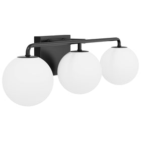 Tipace wall sconce shows sleek matte black frame with white globe shade