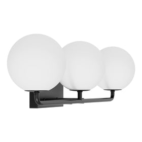Tipace white glass globe provides soft, even light around a mirror