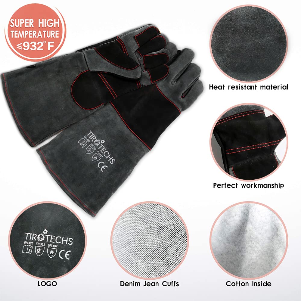 TIROTECHS Bite Proof Gloves with denim cuffs offer comfortable wear