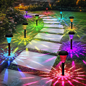 TISEJOY solar pathway lights color changing yard illuminate your walkway and create festive curb appeal.