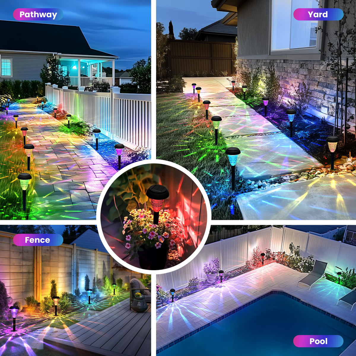 TISEJOY solar walkway lights driveway illumination improves safety and visual comfort along the path.