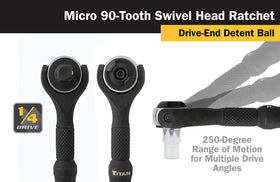 Titan 11313 252-degree swivel enables multiple drive angles in cramped spaces.