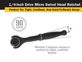 Titan 11313 90-tooth ratchet provides smooth action in tight spots.