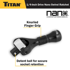 Titan 11330 nano ratchet with 4-degree sweep for hard-to-reach areas.