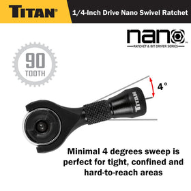 Titan 11330 nano ratchet knurled thumb wheel provides quick grip and control.