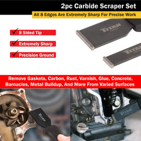 Titan 17016 carbide scraper removing varnish and concrete from a surface