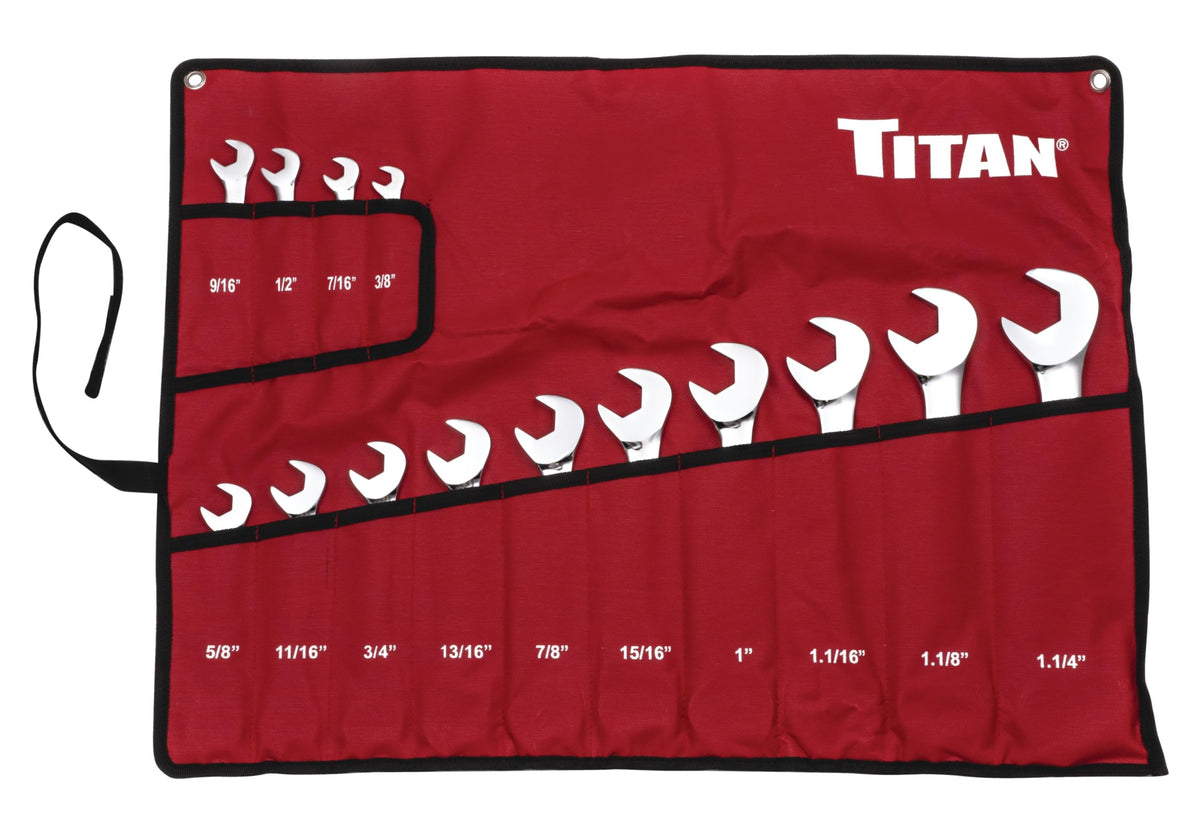 Titan 17283 angle wrench set in chrome finish for tight automotive access