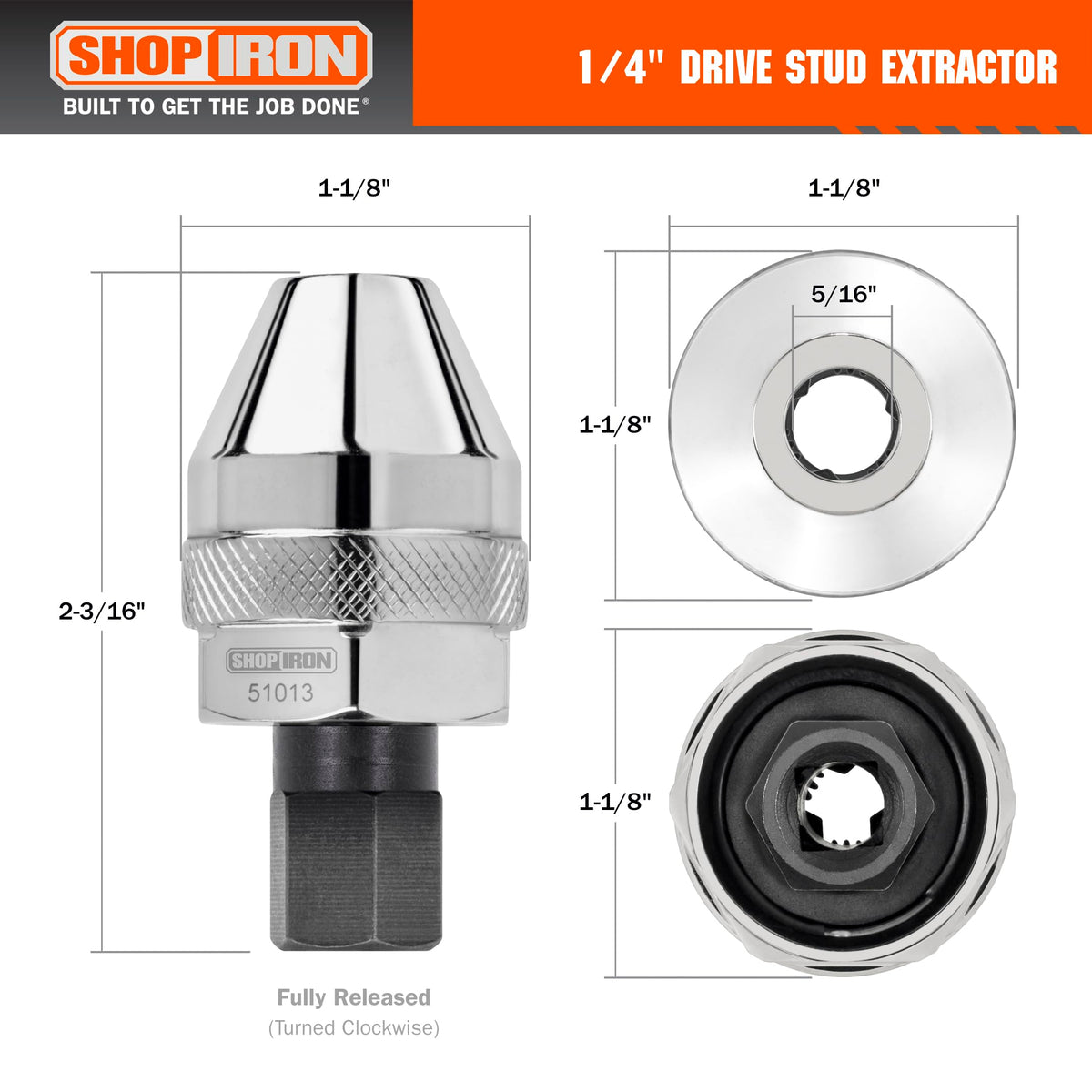 Titan 51013 tapered head for tight-space access near fittings