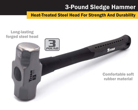 Titan 63000 sledge hammer with shock absorbing handle reduces vibration during use