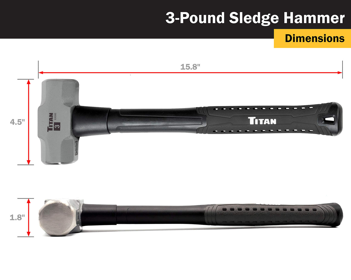 Titan 63000 sledge hammer with textured cushion grip for secure handling