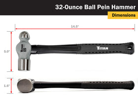 Titan 63024 hammer showcasing shock absorbing fiberglass handle and textured grip for comfortable use