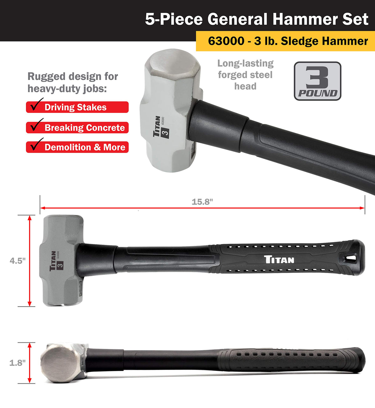 Titan 63125 32oz rubber mallet protects surfaces during assembly.