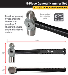 Titan 63125 3lb cross pein hammer for controlled fasteners.