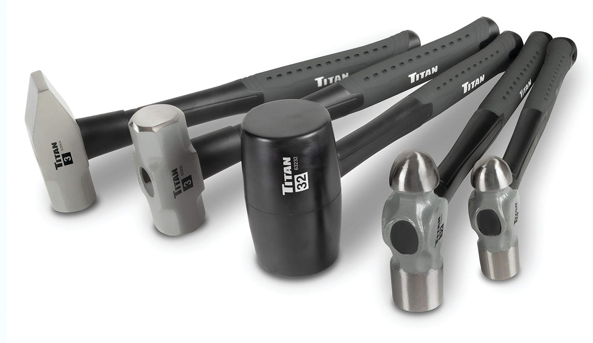 Titan 63125 five-piece hammer set with textured grip for comfortable handling.