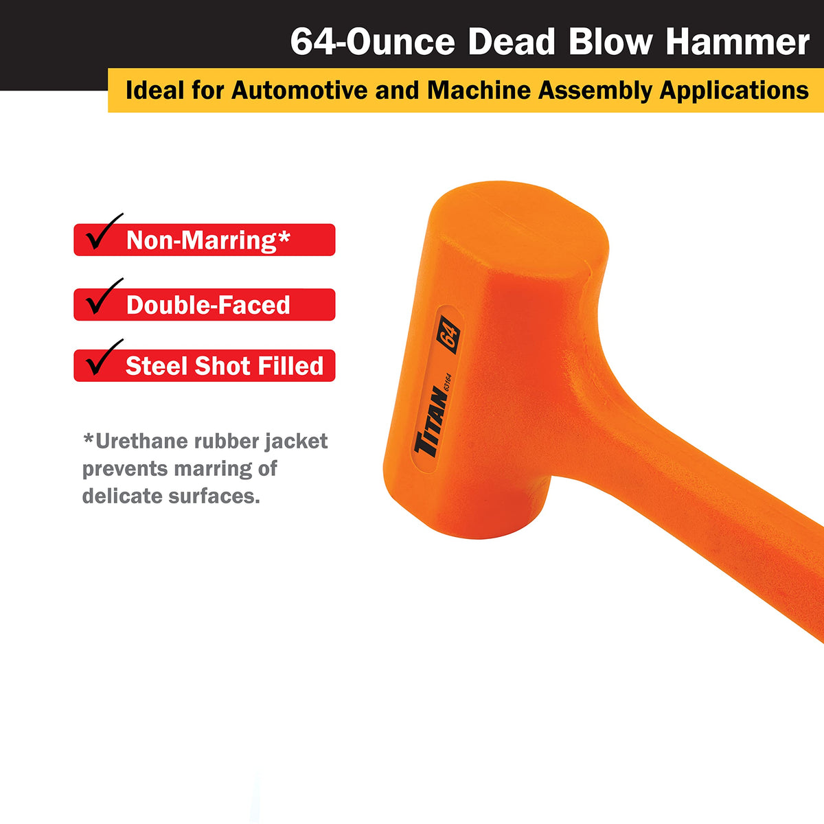 Titan 63164 spark and rebound resistant design enhances safety in metalworking environments.
