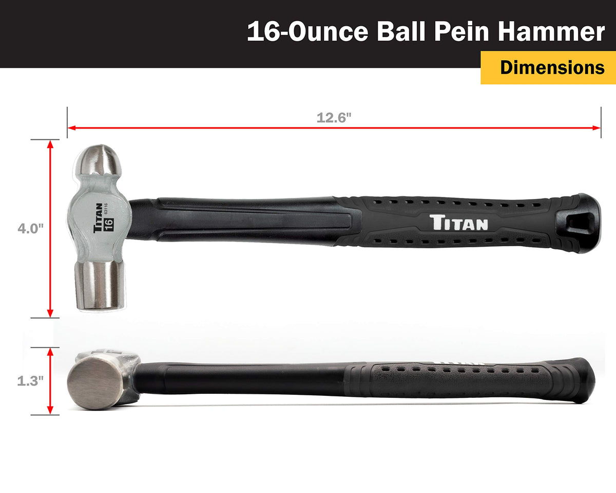 Titan 63302 ergonomic fiberglass handle supports extended use.