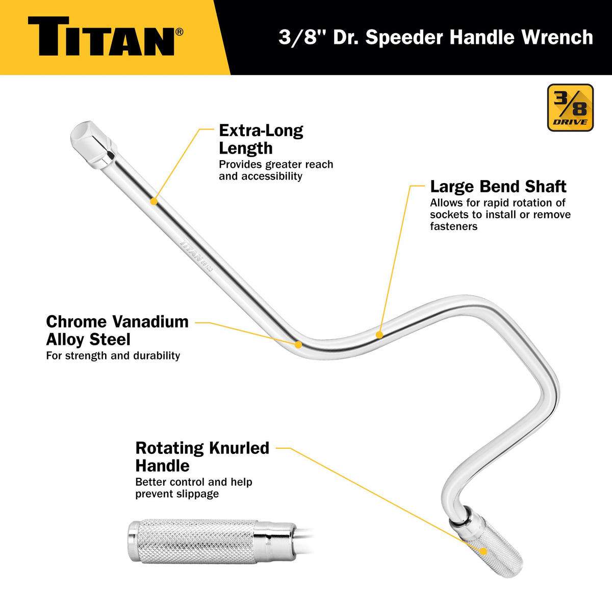 Titan 68103 speeder handle showing knurled grip for secure handling.