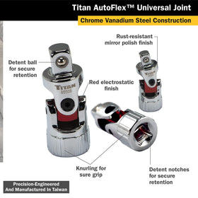 Titan 85505 Auto Flex U-Joint with 1/2-inch drive for semi-rigid control