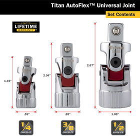 Titan 85505 Auto Flex U-Joint with 3/8-inch drive for flexible reach