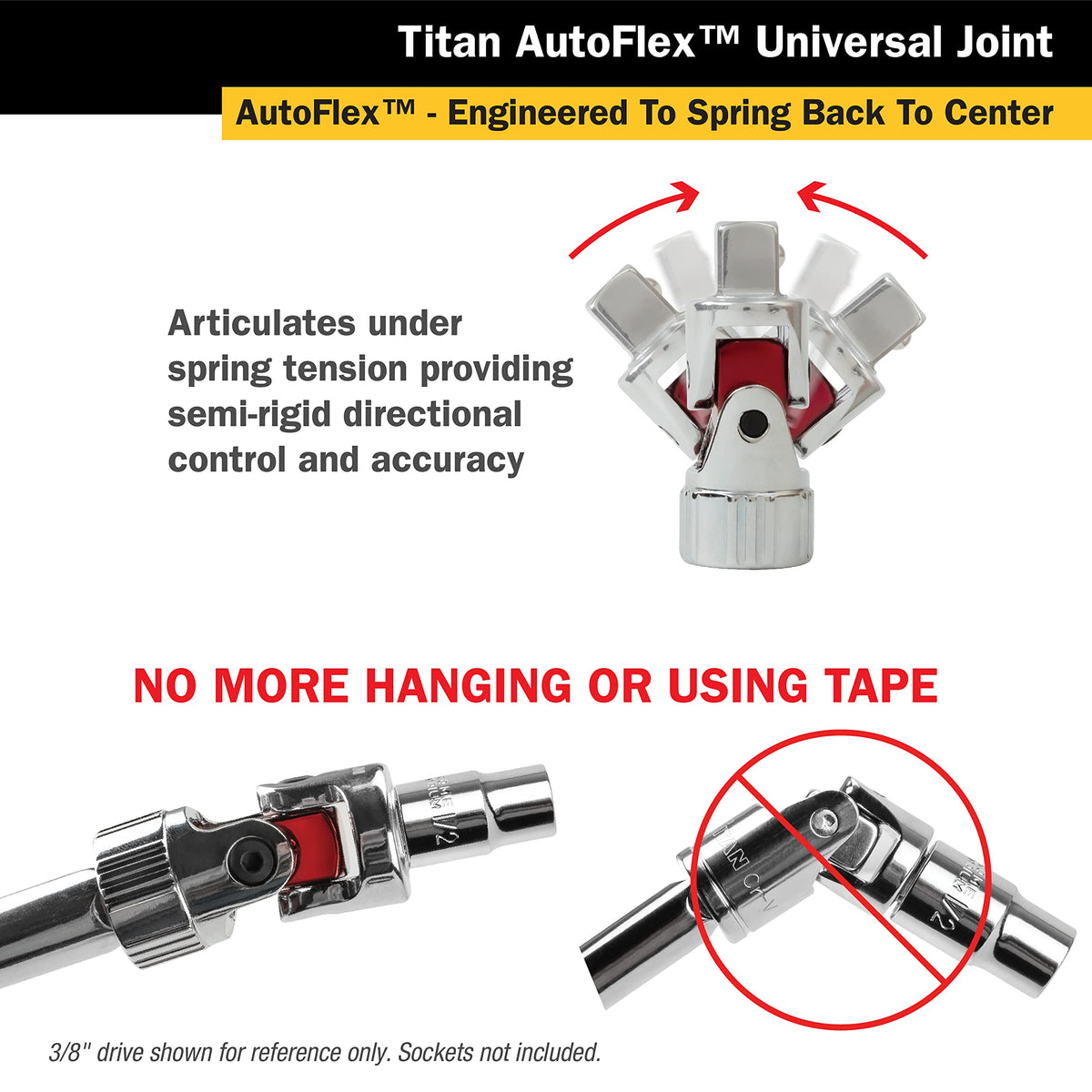 Titan 85505 chrome-finish U-Joint set improves grip and socket retention