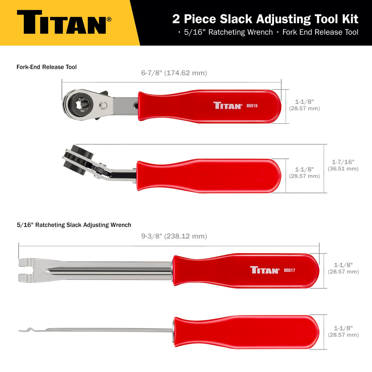 Titan 85512 Meritor brake slack service-focused tool set for flexible maintenance
