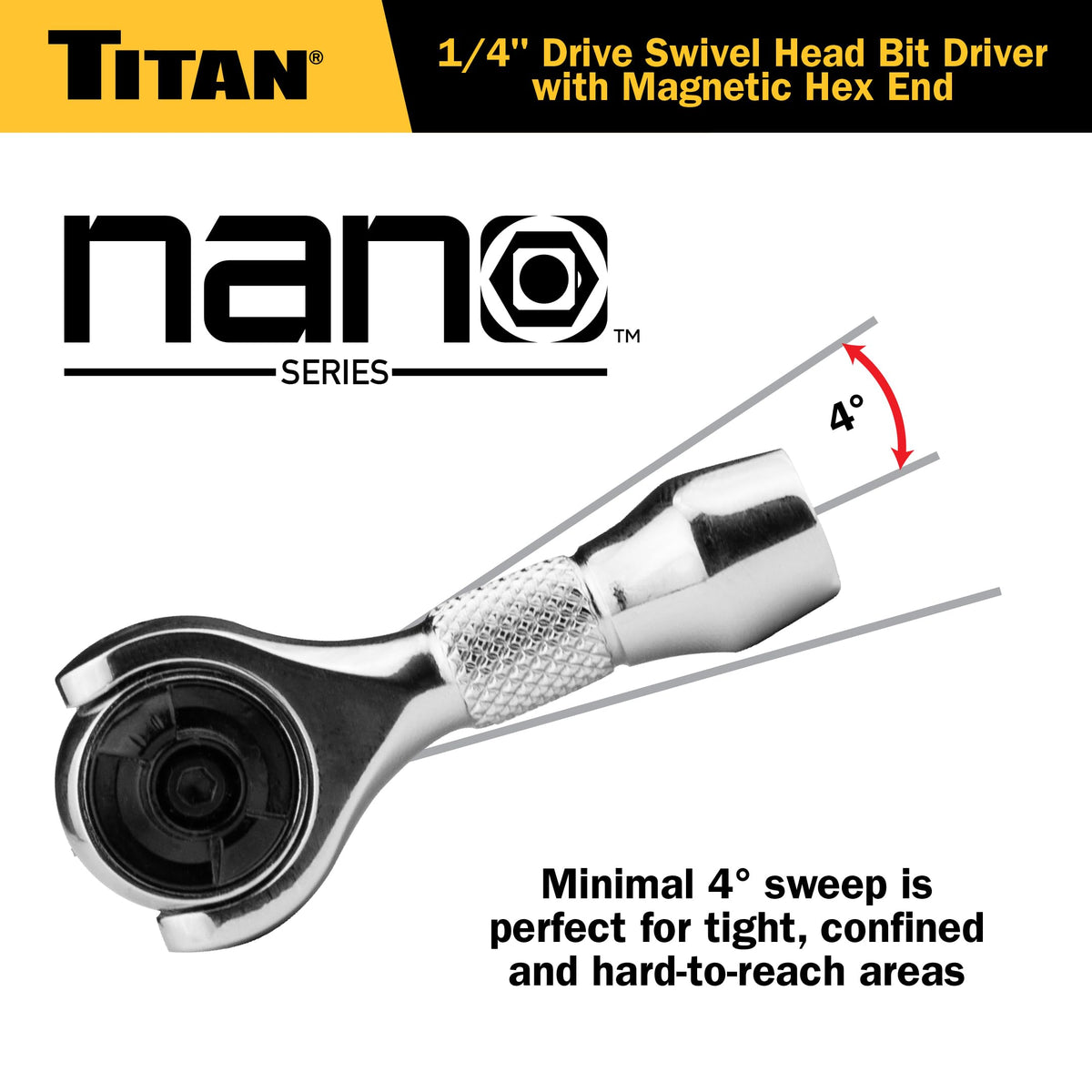 Titan Nano Ratchet hex drive handle extension for added leverage