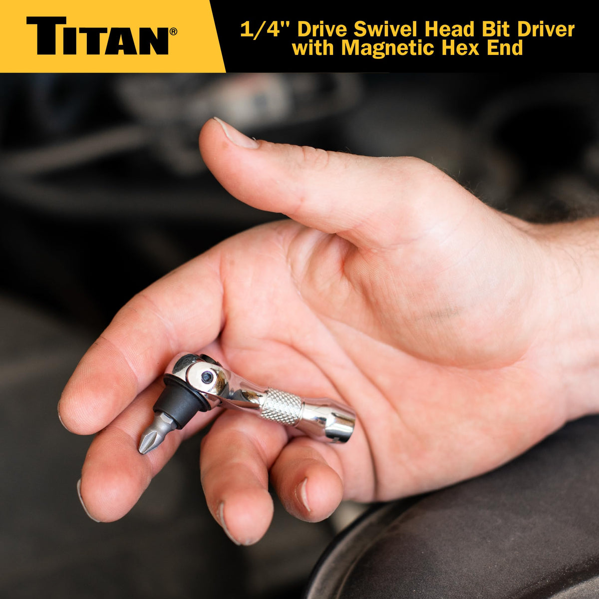 Titan Nano Ratchet in use in a tight space illustrating versatile angles