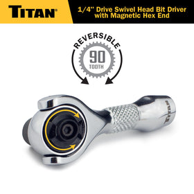 Titan Nano Ratchet end showing magnetic bit driver and quick access