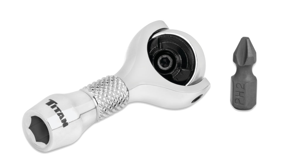 Titan Nano Ratchet swivel head close-up in compact 2-1/4 inch design for tight spaces