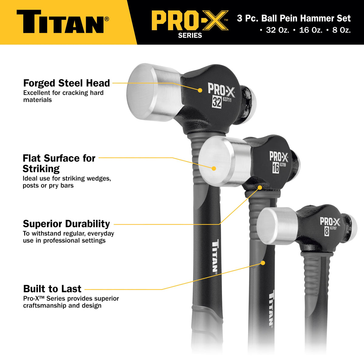 Titan Pro-X 32oz ball peen hammer in-hand for heavy-duty striking.