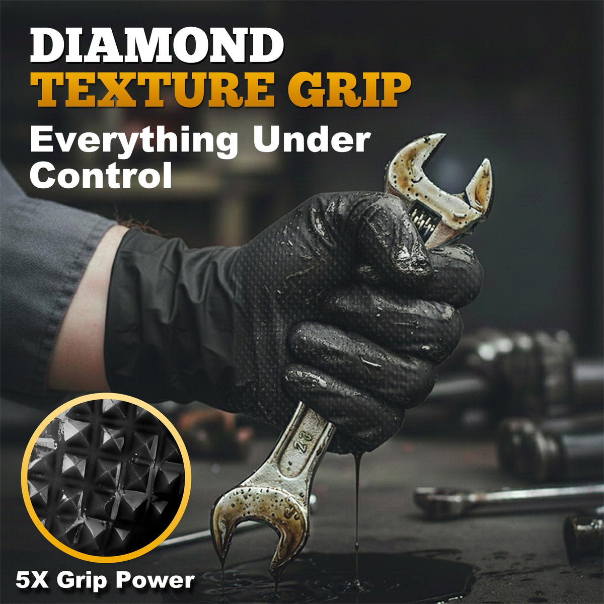 TitanFlex latex-free gloves highlight material quality and flexible fit.