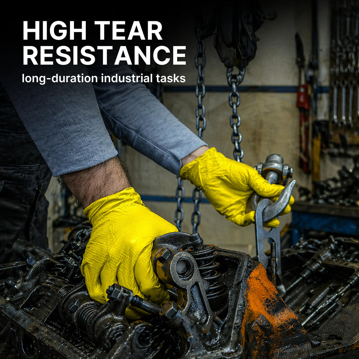 TitanFlex cleaning and janitorial nitrile gloves in bright yellow