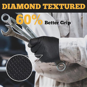 TitanFlex black 6-mil nitrile gloves—latex-free and powder-free for sensitive users.
