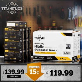TitanFlex 6mil nitrile gloves with textured fingers provide grip in wet or greasy conditions.