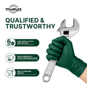 TitanFlex gloves in dark green with rolled cuffs to support comfortable wear