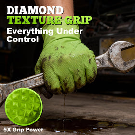 TitanFlex high-visibility green gloves help keep hands easily seen in dim work environments.