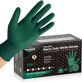 TitanFlex heavy-duty 8-mil nitrile gloves with palm texture for superior grip