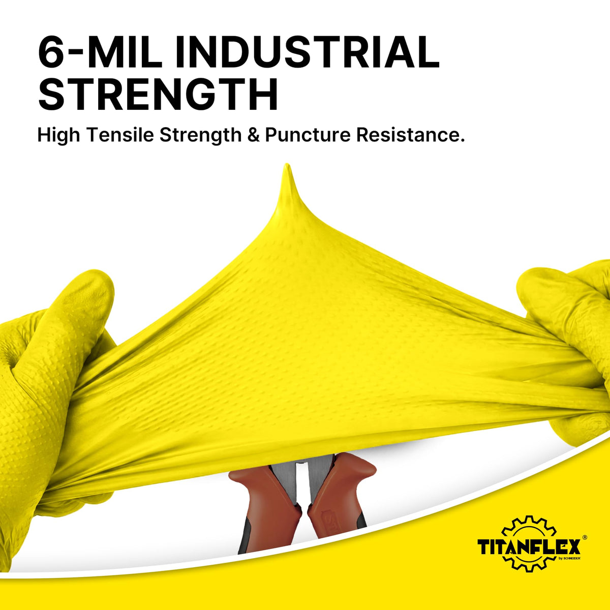 TitanFlex latex-free, powder-free nitrile gloves in bright yellow color for sensitive users