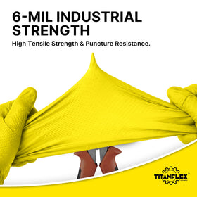 TitanFlex latex-free, powder-free nitrile gloves in bright yellow color for sensitive users