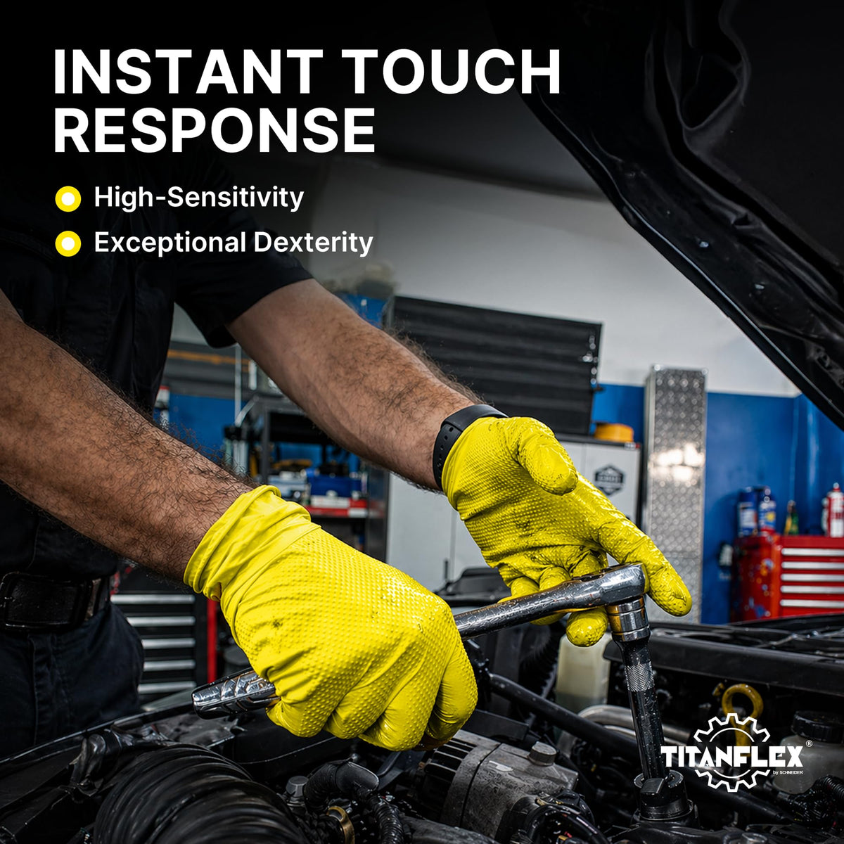 TitanFlex mechanic gloves emphasize durability for tool handling