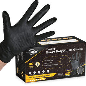 TitanFlex nitrile gloves in black small size 100 count for clean, professional handling