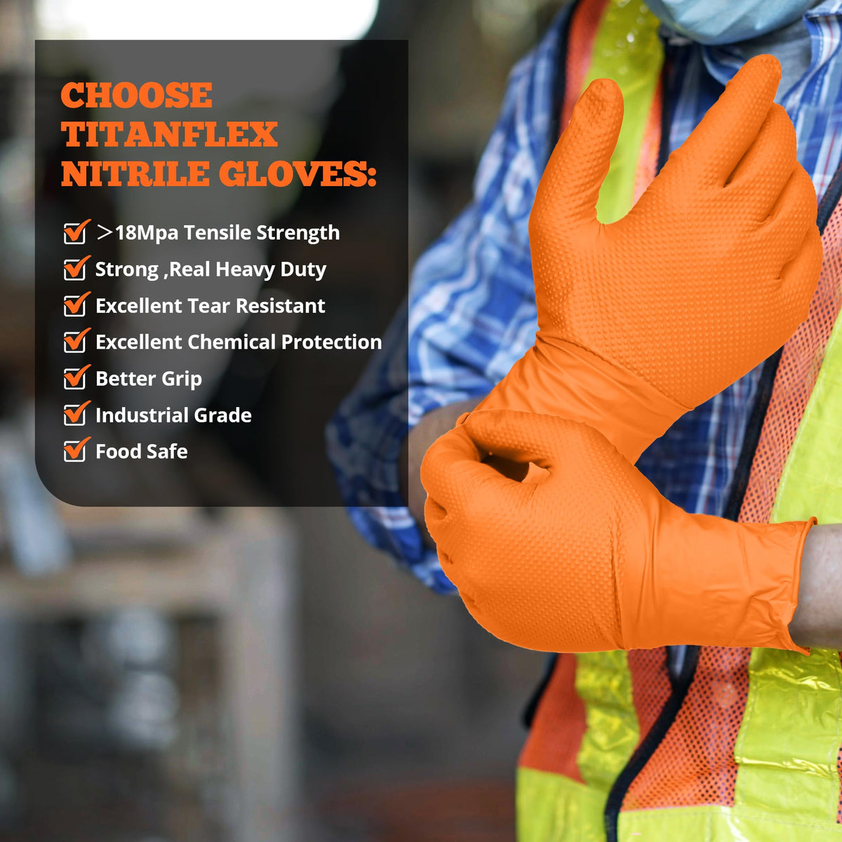 TitanFlex increased texture supports precise handling of small parts and tools